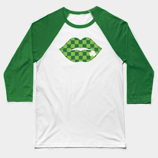 St. Patrick's Day Lips Kiss checkerboard Baseball T-Shirt